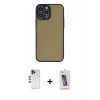 MARSİLYAN™- iPhone 13 Pro Max Kılıf Ahenk Çizgi Serisi - Siyah Joko 5D Cam + Shine Kamera Lens - GD