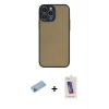 MARSİLYAN™- iPhone 13 Pro Max Kılıf Ahenk Çizgi Serisi - Siyah Joko 5D Cam + Shine Kamera Lens Koruma Cam - MI
