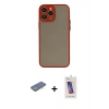 MARSİLYAN™- iPhone 13 Pro Max Kılıf Ahenk Çizgi Serisi - Siyah Joko 5D Cam + Renkli Kamera Lens Koruma Cam - YL