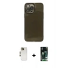 MARSİLYAN™- iPhone 13 Pro Max Kılıf Ahenk Doku - Şeffaf 360 Full Body Arka Koruyucu + Shine Kamera Lens - GD