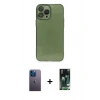 MARSİLYAN™- iPhone 13 Pro Max Kılıf Ahenk Doku - Şeffaf 360 Full Body Arka Koruyucu + Neon Fosforlu Kamera Lens - MI