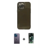 MARSİLYAN™- iPhone 13 Pro Max Kılıf Ahenk Doku - Şeffaf 360 Full Body Arka Koruyucu + Neon Fosforlu Kamera Lens - MI