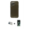 MARSİLYAN™- iPhone 13 Pro Max Kılıf Ahenk Doku - Şeffaf 360 Full Body Arka Koruyucu + Mavi Rainbow Kamera Lens Koruma Cam