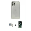 MARSİLYAN™- iPhone 13 Pro Max Kılıf Ahenk Doku - Şeffaf 360 Full Body Arka Koruyucu + Mavi Rainbow Kamera Lens Koruma Cam