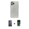 MARSİLYAN™- iPhone 13 Pro Max Kılıf Ahenk Doku - Şeffaf 360 Full Body Arka Koruyucu + Neon Fosforlu Kamera Lens - BZ