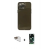 MARSİLYAN™- iPhone 13 Pro Max Kılıf Ahenk Doku - Şeffaf 360 Full Body Arka Koruyucu + Pers Alüminyum Kamera Lens - GD
