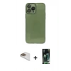 MARSİLYAN™- iPhone 13 Pro Max Kılıf Ahenk Doku - Şeffaf 360 Full Body Arka Koruyucu + Pers Alüminyum Kamera Lens - GD