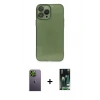 MARSİLYAN™- iPhone 13 Pro Max Kılıf Ahenk Doku - Şeffaf 360 Full Body Arka Koruyucu + Neon Fosforlu Kamera Lens - YL