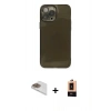 MARSİLYAN™- iPhone 13 Pro Max Kılıf Ahenk Doku - Şeffaf Maxco Cam Ekran Koruyucu + Gold Pers Alüminyum Kamera Lens