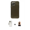 MARSİLYAN™- iPhone 13 Pro Max Kılıf Ahenk Doku - Şeffaf Maxco Cam Ekran Koruyucu + Gold Shine Kamera Lens