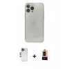 MARSİLYAN™- iPhone 13 Pro Max Kılıf Ahenk Doku - Şeffaf Maxco Cam Ekran Koruyucu + Gold Shine Kamera Lens