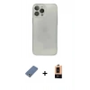 MARSİLYAN™- iPhone 13 Pro Max Kılıf Ahenk Doku - Şeffaf Maxco Cam Ekran Koruyucu + Metal Kamera Lens Koruma Cam - AKYL