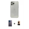 MARSİLYAN™- iPhone 13 Pro Max Kılıf Ahenk Doku - Şeffaf Maxco Cam Ekran Koruyucu + Neon Fosforlu Kamera Lens - MI