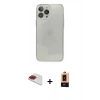 MARSİLYAN™- iPhone 13 Pro Max Kılıf Ahenk Doku - Şeffaf Maxco Cam Ekran Koruyucu + Pers Alüminyum Kamera Lens - KI