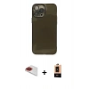 MARSİLYAN™- iPhone 13 Pro Max Kılıf Ahenk Doku - Şeffaf Maxco Cam Ekran Koruyucu + Pers Alüminyum Kamera Lens - KI