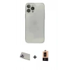 MARSİLYAN™- iPhone 13 Pro Max Kılıf Ahenk Doku - Şeffaf Maxco Cam Ekran Koruyucu + Rainbow Kamera Lens Koruma Cam - MR