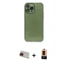 MARSİLYAN™- iPhone 13 Pro Max Kılıf Ahenk Doku - Şeffaf Maxco Cam Ekran Koruyucu + Rainbow Kamera Lens Koruma Cam - KI