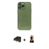 MARSİLYAN™- iPhone 13 Pro Max Kılıf Ahenk Doku - Şeffaf Maxco Cam Ekran Koruyucu + Raze Metal Kamera Lens - GD