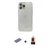 MARSİLYAN™- iPhone 13 Pro Max Kılıf Ahenk Doku - Şeffaf Maxco Cam Ekran Koruyucu + Renkli Kamera Lens Koruma Cam - MI