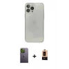 MARSİLYAN™- iPhone 13 Pro Max Kılıf Ahenk Doku - Şeffaf Maxco Cam Ekran Koruyucu + Neon Fosforlu Kamera Lens - YL