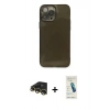 MARSİLYAN™- iPhone 13 Pro Max Kılıf Ahenk Doku - Şeffaf Pasifik Cam Ekran Koruyucu + Raze Metal Kamera Lens - GD