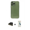 MARSİLYAN™- iPhone 13 Pro Max Kılıf Ahenk Doku - Şeffaf Pasifik Cam Ekran Koruyucu + Raze Metal Kamera Lens - GD