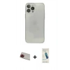 MARSİLYAN™- iPhone 13 Pro Max Kılıf Ahenk Doku - Şeffaf Pasifik Cam Ekran Koruyucu + Kırmızı Rainbow Kamera Lens Koruma Cam