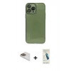 MARSİLYAN™- iPhone 13 Pro Max Kılıf Ahenk Doku - Şeffaf Pasifik Cam Ekran Koruyucu + Pers Alüminyum Kamera Lens - GD