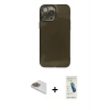 MARSİLYAN™- iPhone 13 Pro Max Kılıf Ahenk Doku - Şeffaf Pasifik Cam Ekran Koruyucu + Pers Alüminyum Kamera Lens - GD