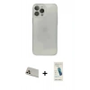 MARSİLYAN™- iPhone 13 Pro Max Kılıf Ahenk Doku - Şeffaf Pasifik Cam Ekran Koruyucu + Rainbow Kamera Lens Koruma Cam - REGD