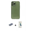 MARSİLYAN™- iPhone 13 Pro Max Kılıf Ahenk Doku - Şeffaf Pasifik Cam Ekran Koruyucu + Renkli Kamera Lens Koruma Cam - YL