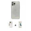 MARSİLYAN™- iPhone 13 Pro Max Kılıf Ahenk Doku - Şeffaf Pasifik Cam Ekran Koruyucu + Shine Kamera Lens - GD