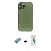 MARSİLYAN™- iPhone 13 Pro Max Kılıf Ahenk Doku - Şeffaf Pasifik Cam Ekran Koruyucu + Shine Kamera Lens Koruma Cam - GI