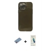 MARSİLYAN™- iPhone 13 Pro Max Kılıf Ahenk Doku - Şeffaf Pasifik Cam Ekran Koruyucu + Shine Kamera Lens Koruma Cam - PE