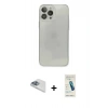 MARSİLYAN™- iPhone 13 Pro Max Kılıf Ahenk Doku - Şeffaf Pasifik Cam Ekran Koruyucu + Pers Alüminyum Kamera Lens - SABE