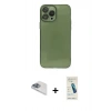 MARSİLYAN™- iPhone 13 Pro Max Kılıf Ahenk Doku - Şeffaf Pasifik Cam Ekran Koruyucu + Pers Alüminyum Kamera Lens - SABE