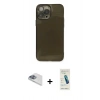 MARSİLYAN™- iPhone 13 Pro Max Kılıf Ahenk Doku - Şeffaf Pasifik Cam Ekran Koruyucu + Pers Alüminyum Kamera Lens - SABE