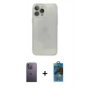 MARSİLYAN™- iPhone 13 Pro Max Kılıf Ahenk Doku - Siyah 18D Cam Ekran Koruyucu + Neon Fosforlu Kamera Lens - BZ