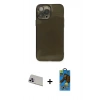 MARSİLYAN™- iPhone 13 Pro Max Kılıf Ahenk Doku - Siyah 18D Cam Ekran Koruyucu + Rainbow Kamera Lens Koruma Cam - MR