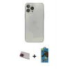 MARSİLYAN™- iPhone 13 Pro Max Kılıf Ahenk Doku - Siyah 18D Cam Ekran Koruyucu + Rainbow Kamera Lens Koruma Cam - KI