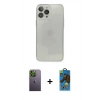 MARSİLYAN™- iPhone 13 Pro Max Kılıf Ahenk Doku - Siyah 18D Cam Ekran Koruyucu + Neon Fosforlu Kamera Lens - YL