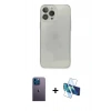 MARSİLYAN™- iPhone 13 Pro Max Kılıf Ahenk Doku - Siyah 3D Antistatik Cam Ekran Koruyucu + Neon Fosforlu Kamera Lens - MI