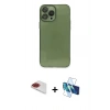 MARSİLYAN™- iPhone 13 Pro Max Kılıf Ahenk Doku - Siyah 3D Antistatik Cam Ekran Koruyucu + Pers Alüminyum Kamera Lens - KI