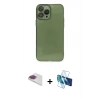 MARSİLYAN™- iPhone 13 Pro Max Kılıf Ahenk Doku - Siyah 3D Antistatik Cam Ekran Koruyucu + Pers Alüminyum Kamera Lens - GI