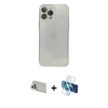 MARSİLYAN™- iPhone 13 Pro Max Kılıf Ahenk Doku - Siyah 3D Antistatik Cam Ekran Koruyucu + Rainbow Kamera Lens Koruma Cam - BZ