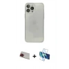 MARSİLYAN™- iPhone 13 Pro Max Kılıf Ahenk Doku - Siyah 3D Antistatik Cam Ekran Koruyucu + Rainbow Kamera Lens Koruma Cam - KI