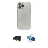 MARSİLYAN™- iPhone 13 Pro Max Kılıf Ahenk Doku - Siyah 3D Antistatik Cam Ekran Koruyucu + Raze Metal Kamera Lens - GD