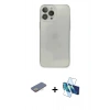 MARSİLYAN™- iPhone 13 Pro Max Kılıf Ahenk Doku - Siyah 3D Antistatik Cam Ekran Koruyucu + Renkli Kamera Lens Koruma Cam - SI