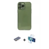 MARSİLYAN™- iPhone 13 Pro Max Kılıf Ahenk Doku - Siyah 3D Antistatik Cam Ekran Koruyucu + Renkli Kamera Lens Koruma Cam - SI