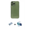 MARSİLYAN™- iPhone 13 Pro Max Kılıf Ahenk Doku - Siyah 3D Antistatik Cam Ekran Koruyucu + Shine Kamera Lens Koruma Cam - MI